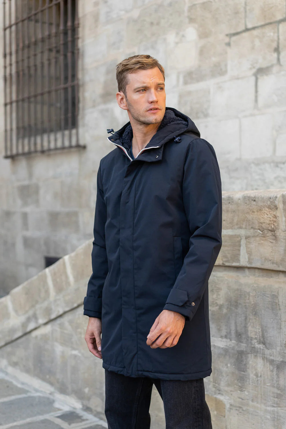 Parka longue fourrée mouton Laura Jo - Eric marine