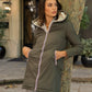 Doudoune réversible imperméable Laura Jo - Amélia kaki/dorée longue