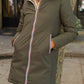 Doudoune réversible imperméable Laura Jo - Amélia kaki/dorée longue
