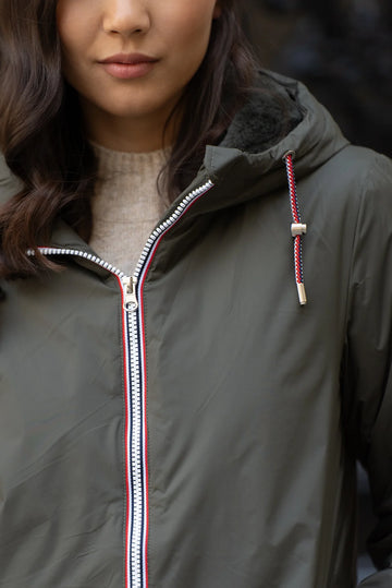 Parka fourrée imperméable Laura Jo Harper kaki mi-longue – Garochic