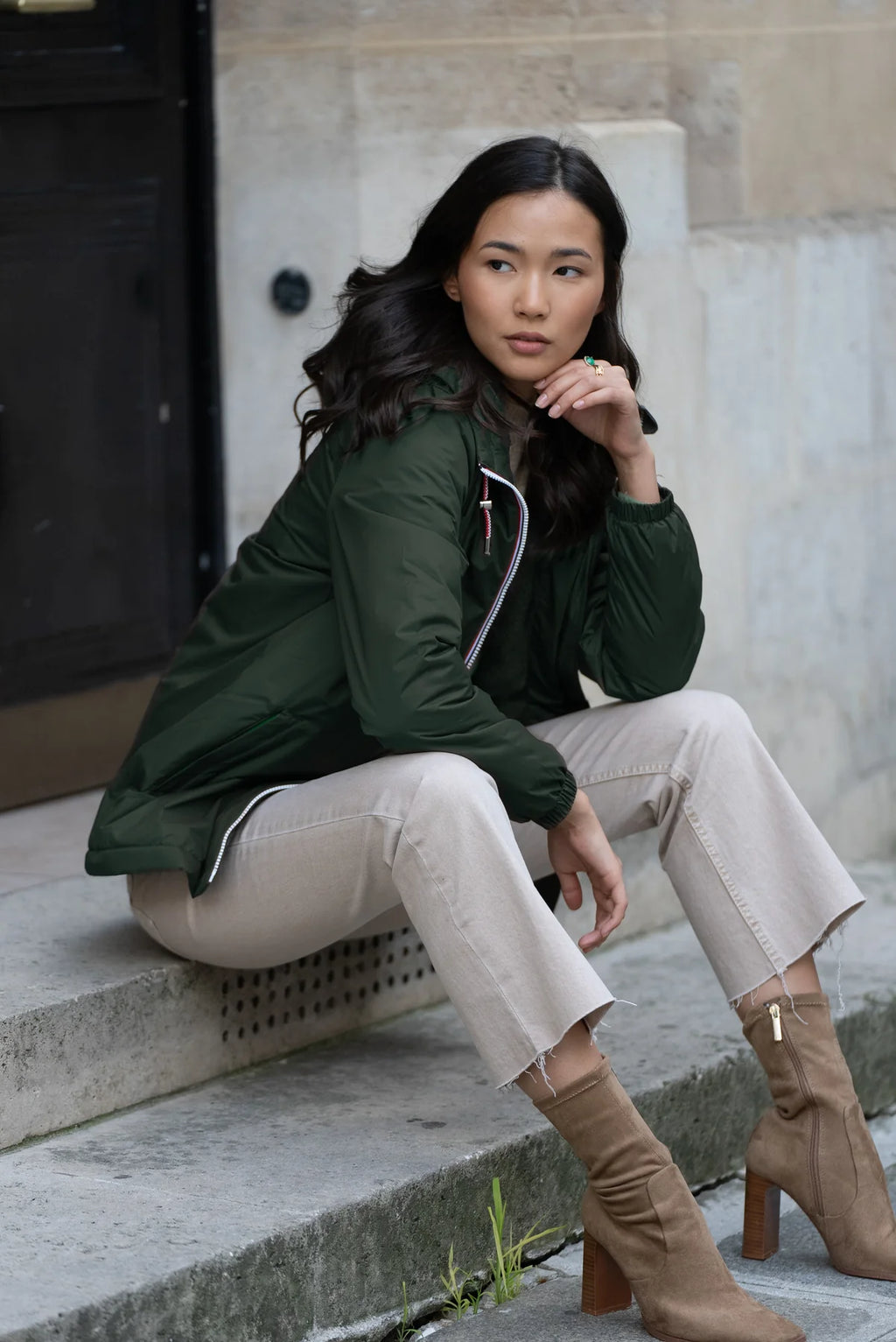 Parka fourrée imperméable Laura Jo - Harper vert forêt mi-longue