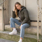 Doudoune réversible brillante Laura Jo - Ava kaki court