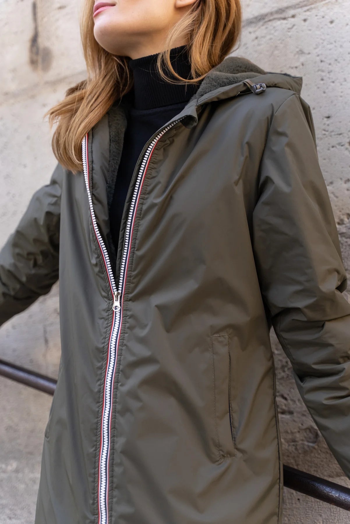 Parka fourrée imperméable Laura Jo - Albane kaki longue