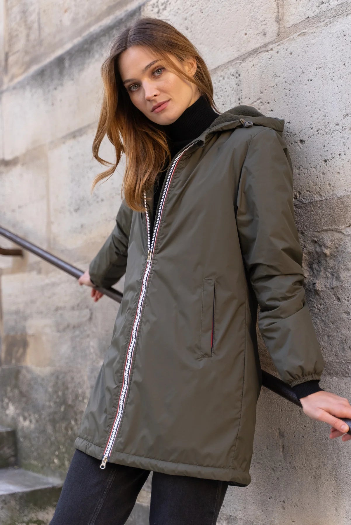 Parka fourrée imperméable Laura Jo - Albane kaki longue
