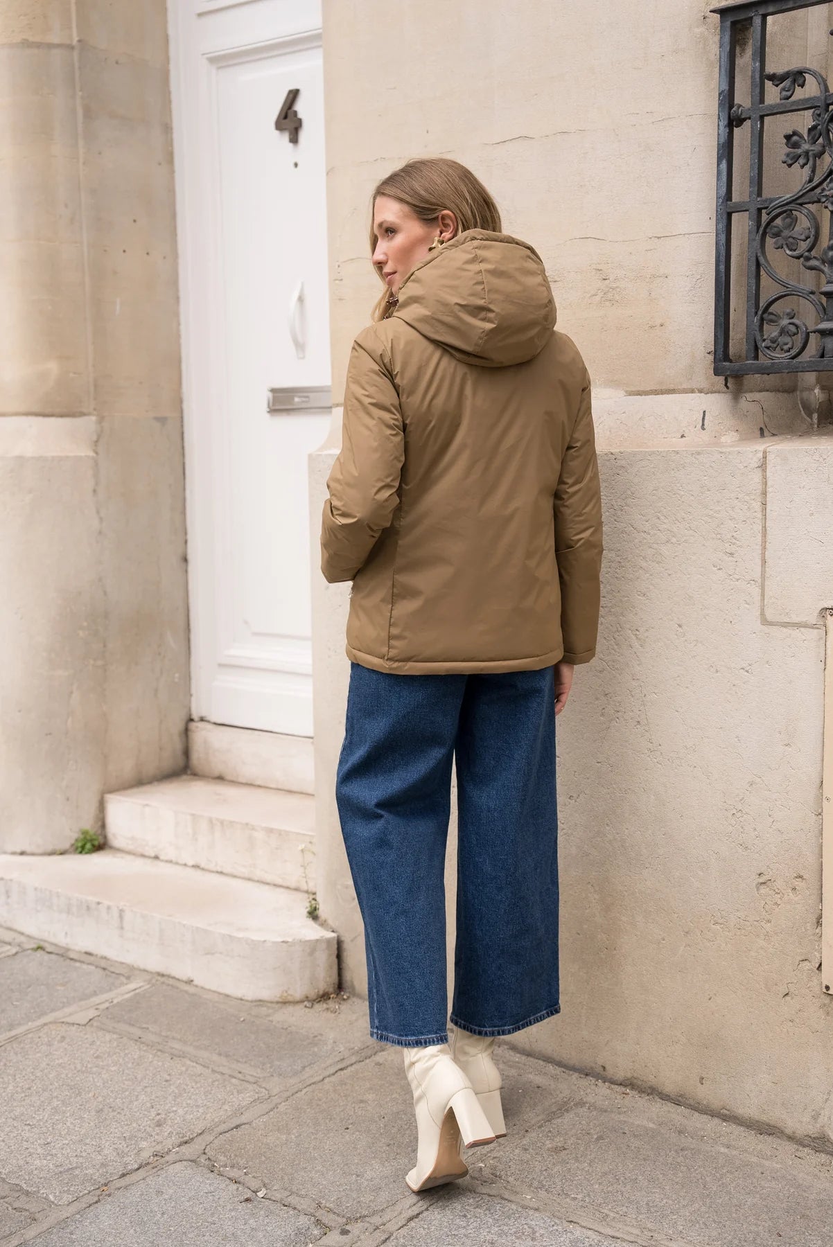 Doudoune réversible brillante Laura Jo - Ava camel court - DÉSTOCKAGE taille S et XL