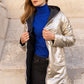 Imperméable rembourré mi-saison Laura Jo - Mandy long noir/doré - DÉSTOCKAGE taille S, XL et 46