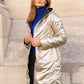 Imperméable rembourré mi-saison Laura Jo - Mandy long noir/doré - DÉSTOCKAGE taille S, XL et 46