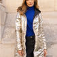 Imperméable rembourré mi-saison Laura Jo - Mandy long noir/doré - DÉSTOCKAGE taille S, XL et 46