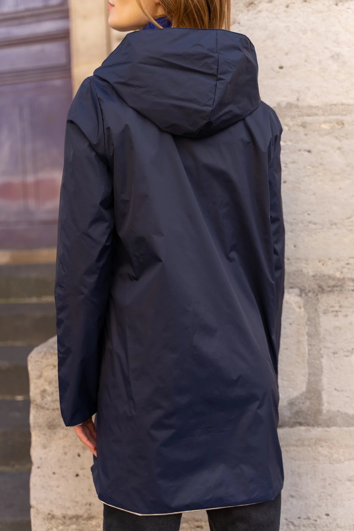 Imperméable réversible Laura Jo marine/dorée - Elena longue