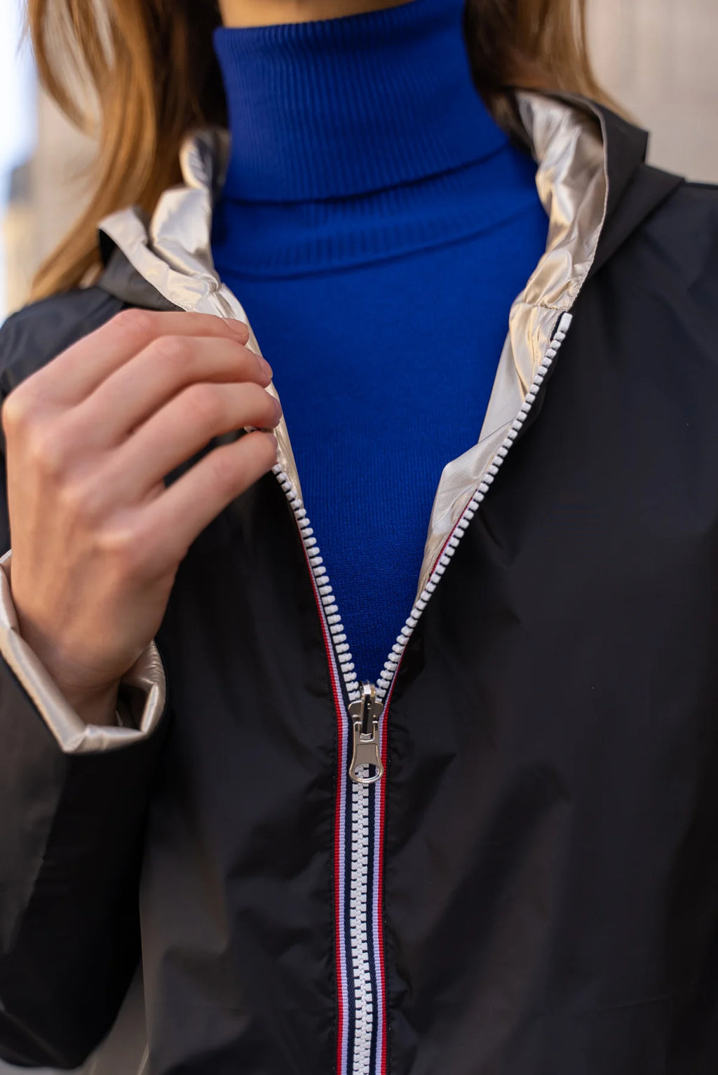 Imperméable réversible Laura Jo noire/dorée - Elena courte - DÉSTOCKAGE taille M, L, XL et 46