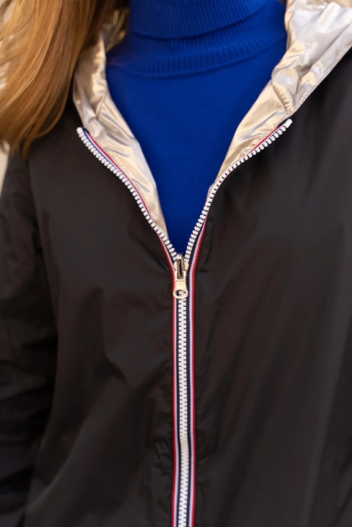 Imperméable réversible Laura Jo noire/dorée - Elena longue - DÉSTOCKAGE taille S, XL et 48