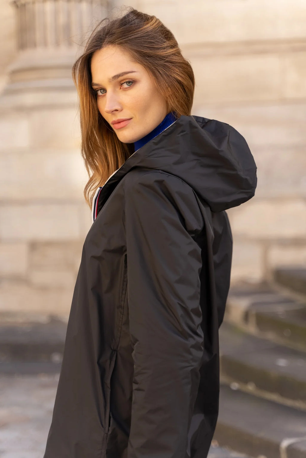 Imperméable réversible Laura Jo noire/dorée - Elena longue - DÉSTOCKAGE taille S, XL et 48