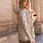 Doudoune réversible imperméable Laura Jo noire/dorée - Amélia courte