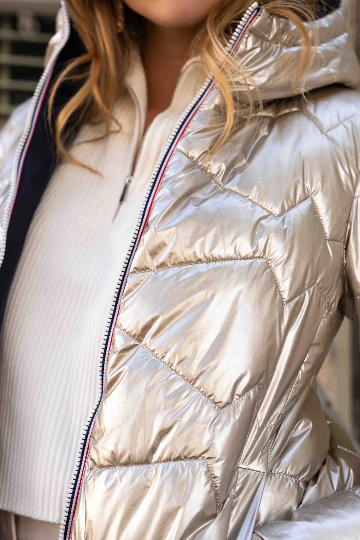 Doudoune réversible imperméable Laura Jo marine/dorée - Amélia courte