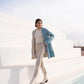 Imperméable réversible Laura Jo bleu ciel/dorée - Elena longue