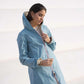 Imperméable réversible Laura Jo bleu ciel/dorée - Elena longue