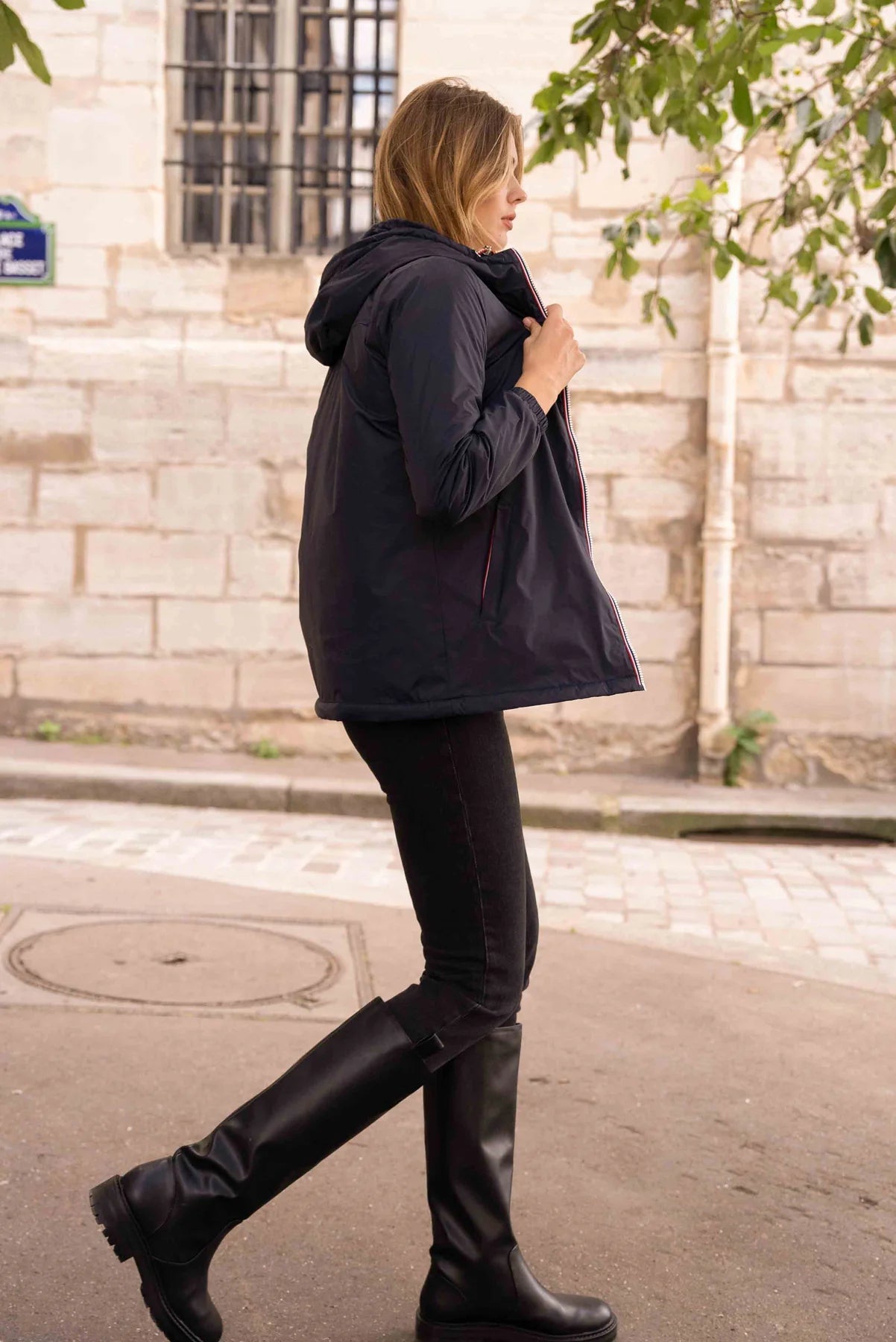 Parka fourrée imperméable Laura Jo - Harper marine mi-longue