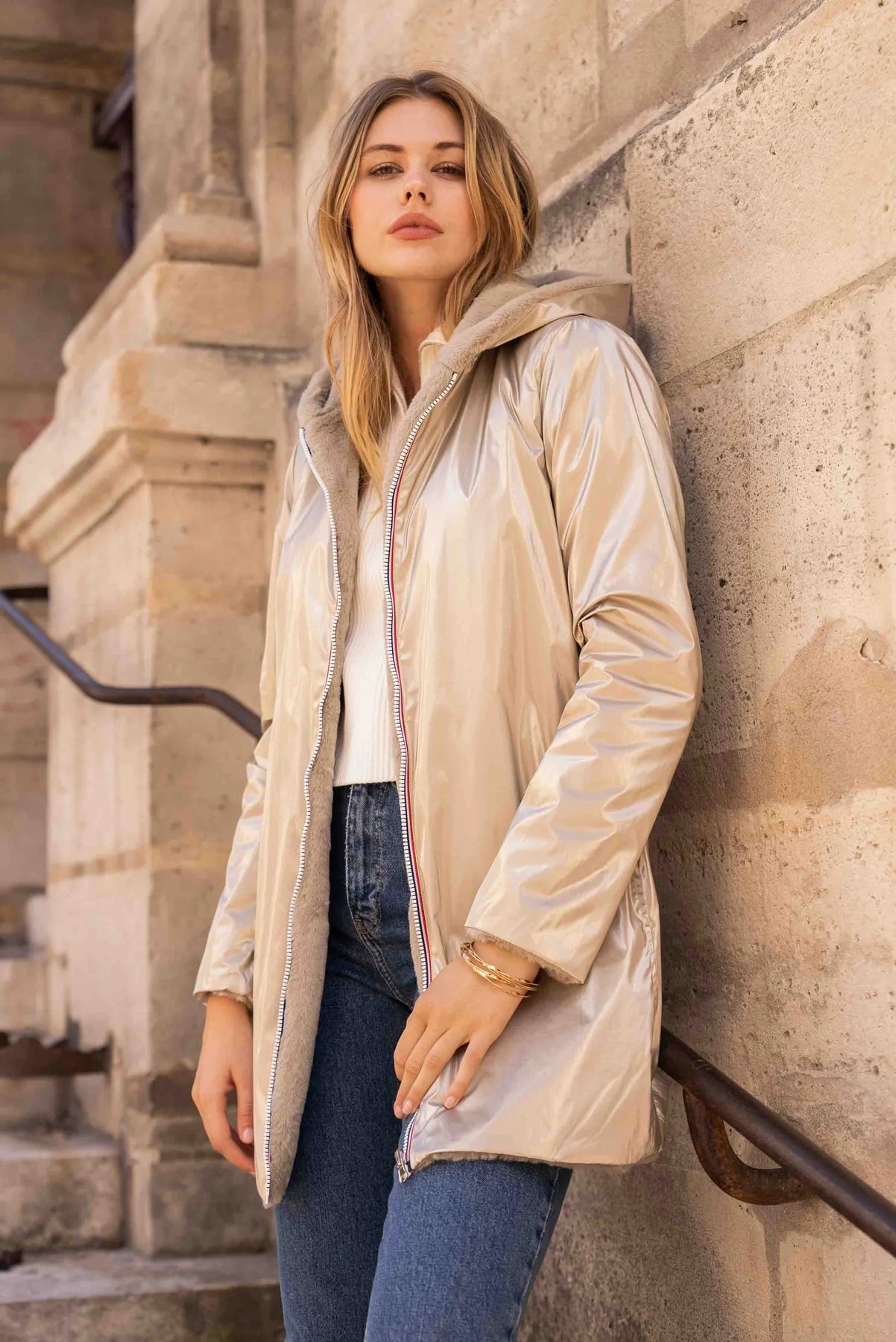 Parka fourrée réversible Laura Jo - Gwen dorée