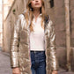 Doudoune réversible imperméable Laura Jo - Amélia noire/dorée longue