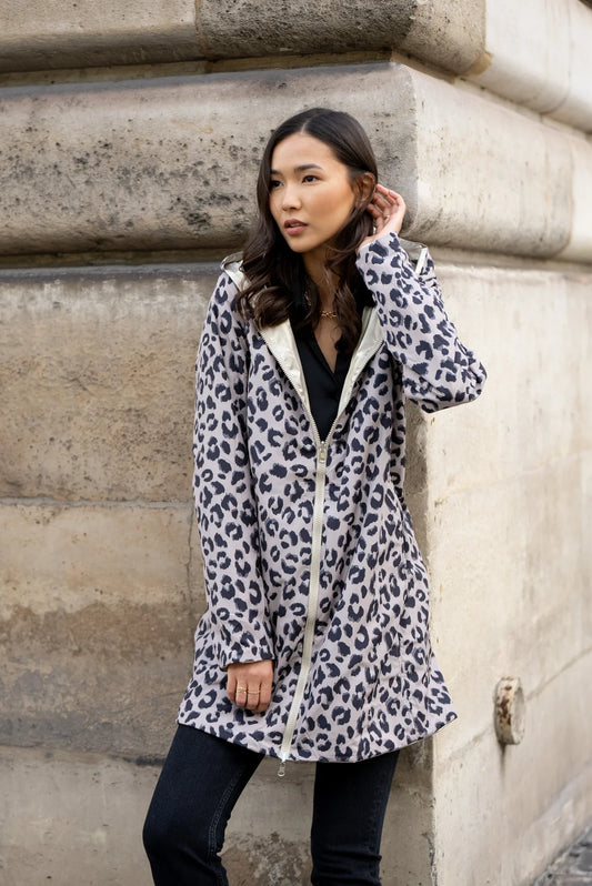 Imperméable rembourré mi-saison Laura Jo doré/léopard- Victoria long