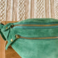 Sac banane en cuir velours - Hunter vert foncé