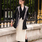 Imperméable rembourré mi-saison Laura Jo noir mat/léopard- Victoria long