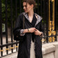Imperméable rembourré mi-saison Laura Jo noir mat/léopard- Victoria long