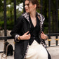 Imperméable rembourré mi-saison Laura Jo noir mat/léopard- Victoria long