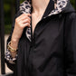 Imperméable rembourré mi-saison Laura Jo noir mat/léopard- Victoria long