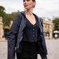 Imperméable rembourré mi-saison Laura Jo marine mat/brillant - Victoria court