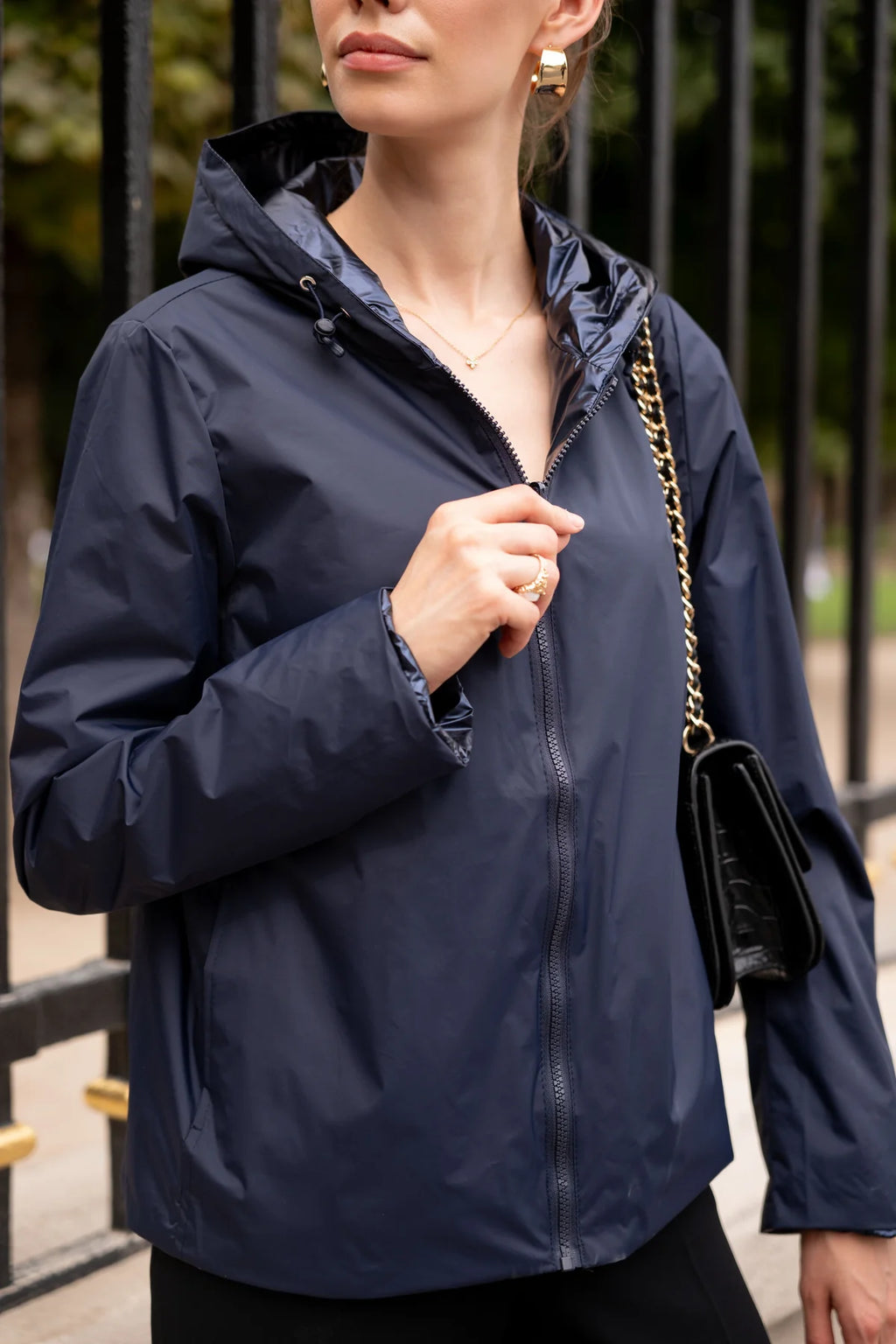 Imperméable rembourré mi-saison Laura Jo marine mat/brillant - Victoria court - DÉSTOCKAGE taille XL