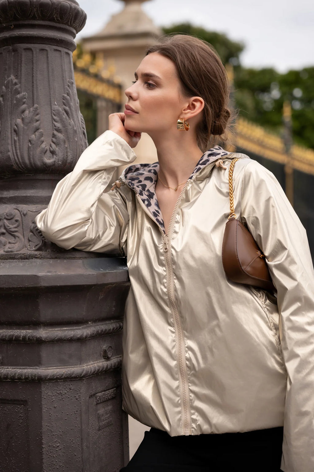 Imperméable rembourré mi-saison Laura Jo doré/léopard - Victoria court
