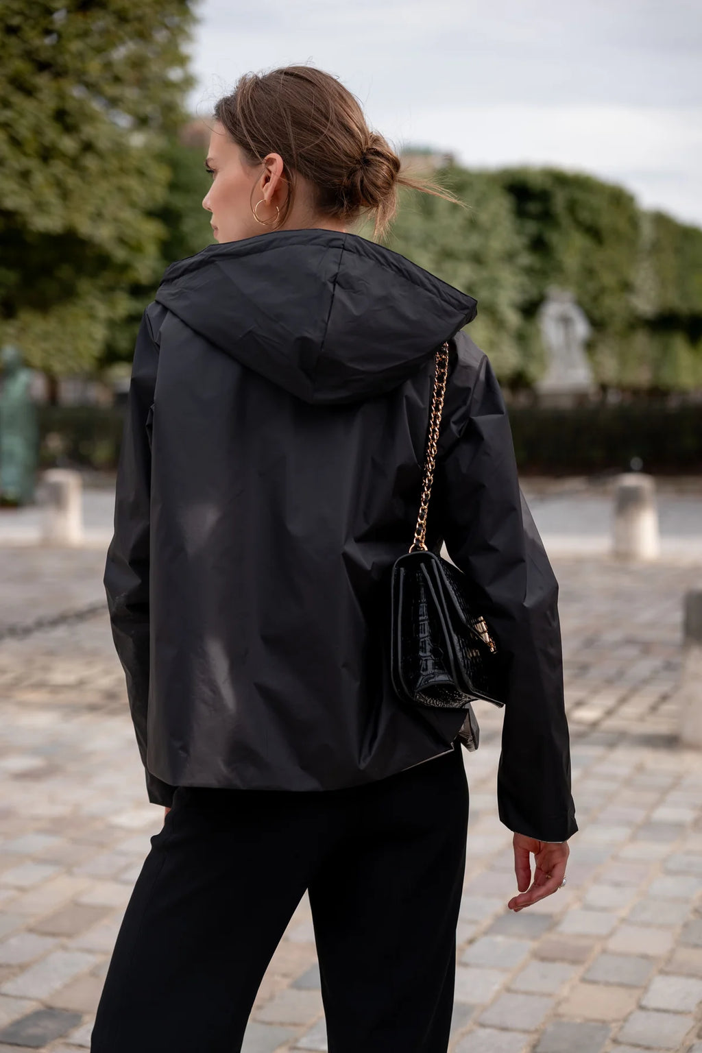 Imperméable rembourré mi-saison Laura Jo noir mat/brillant - Victoria court - DÉSTOCKAGE taille L