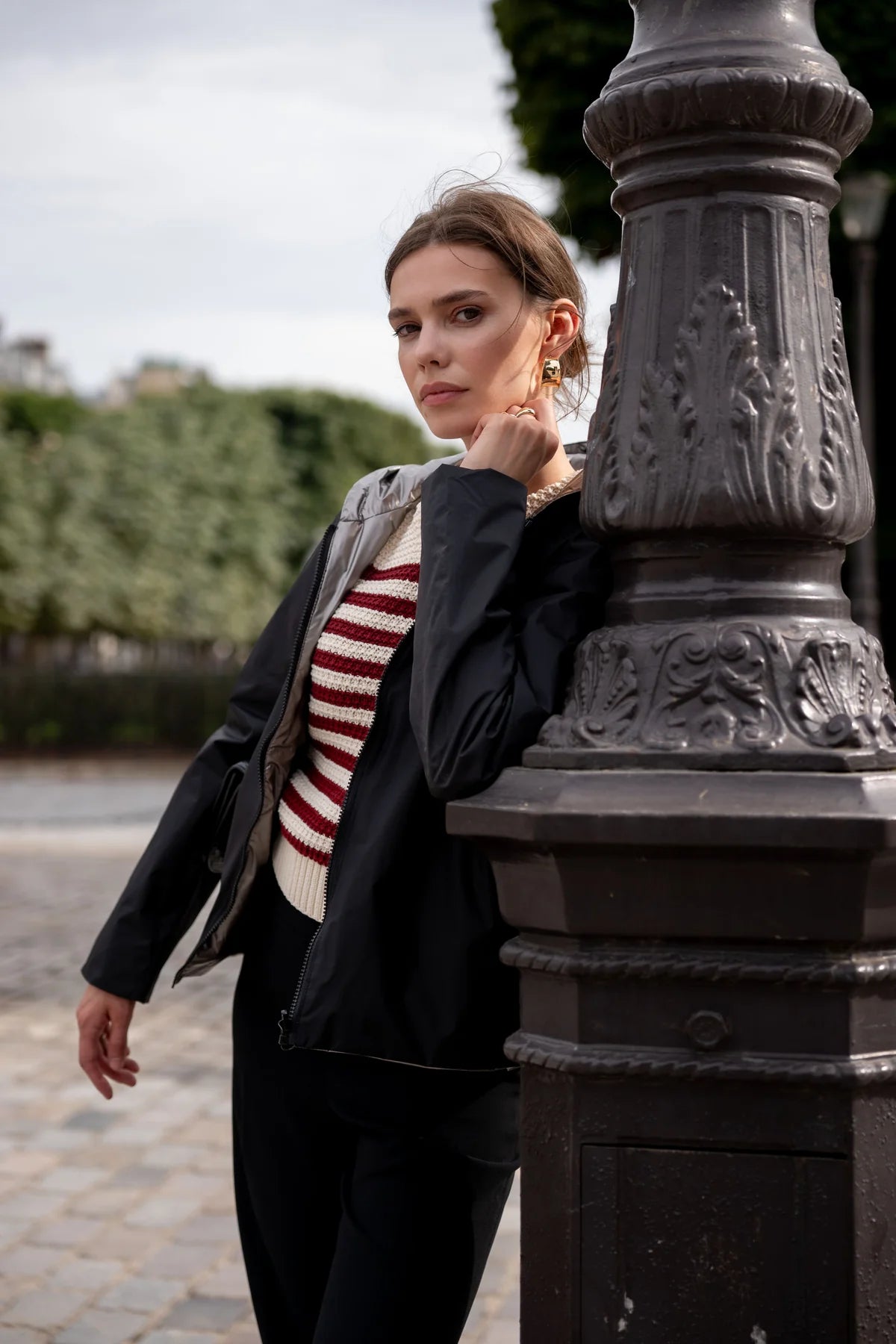 Imperméable rembourré mi-saison Laura Jo noir mat/brillant - Victoria court