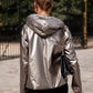 Imperméable rembourré mi-saison Laura Jo noir mat/brillant - Victoria court