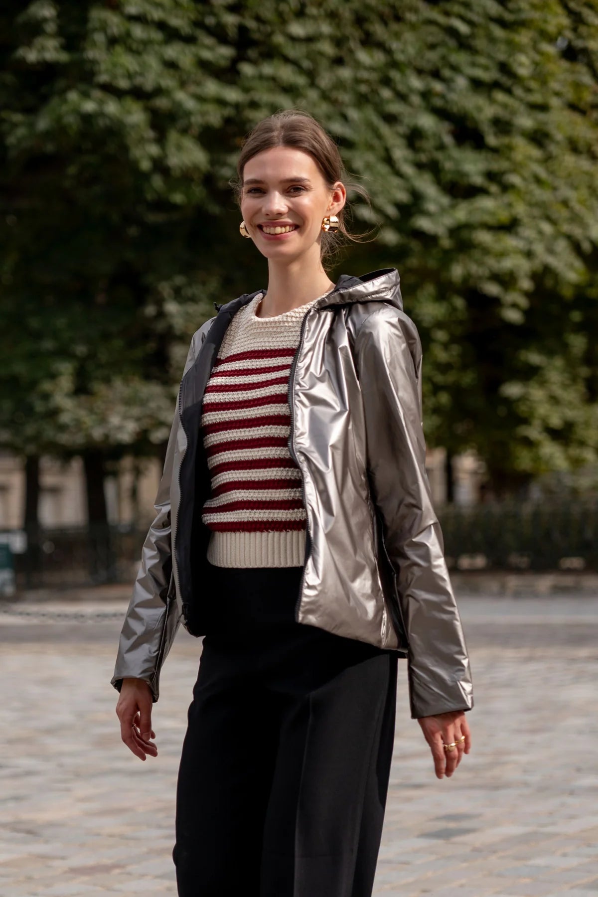 Imperméable rembourré mi-saison Laura Jo noir mat/brillant - Victoria court