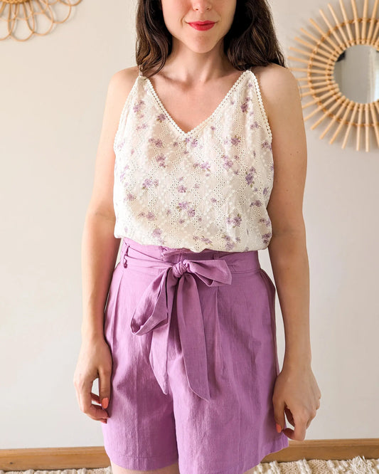 Top à fleurs lilas - Louna