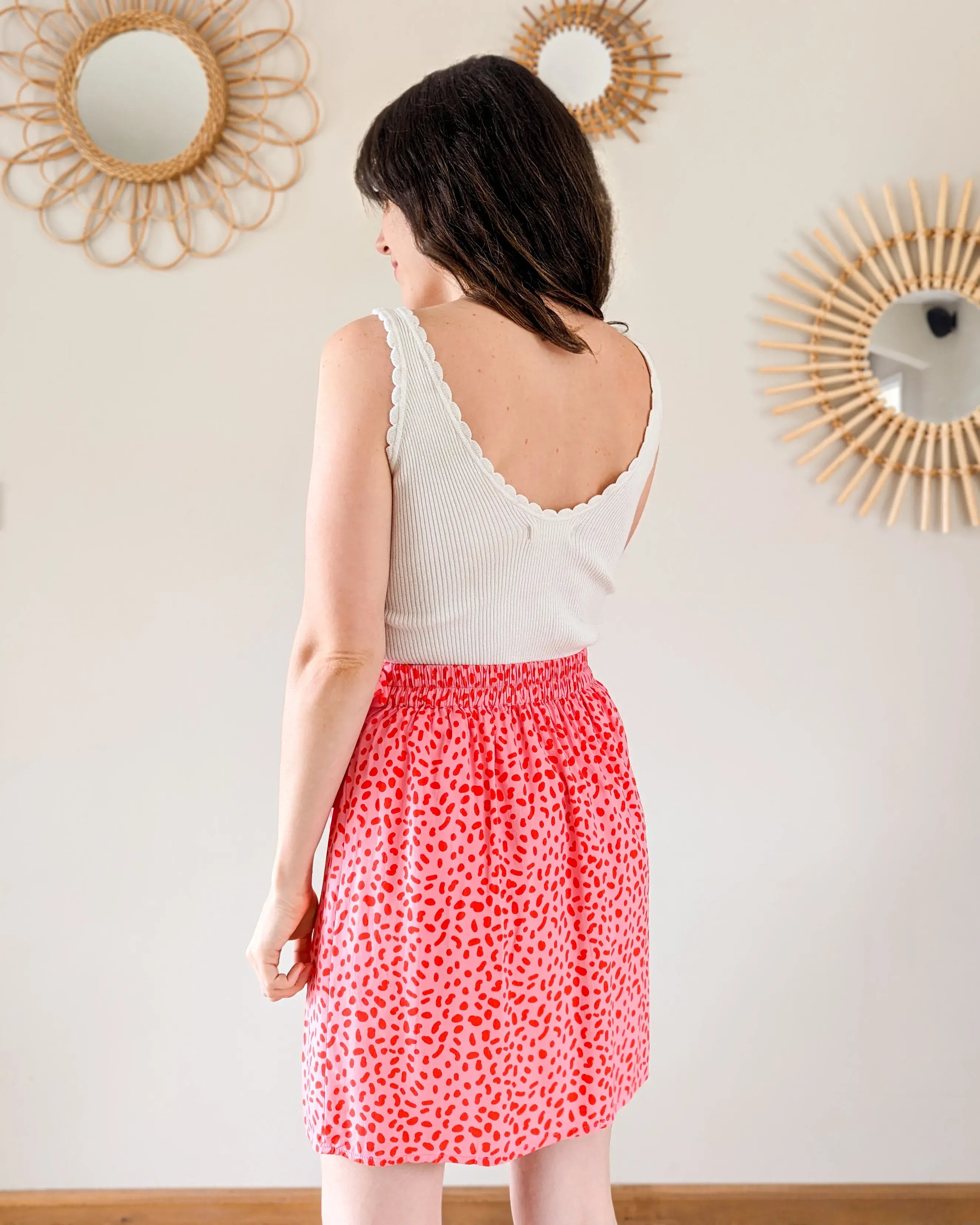 Jupe rose à motifs - Lisette