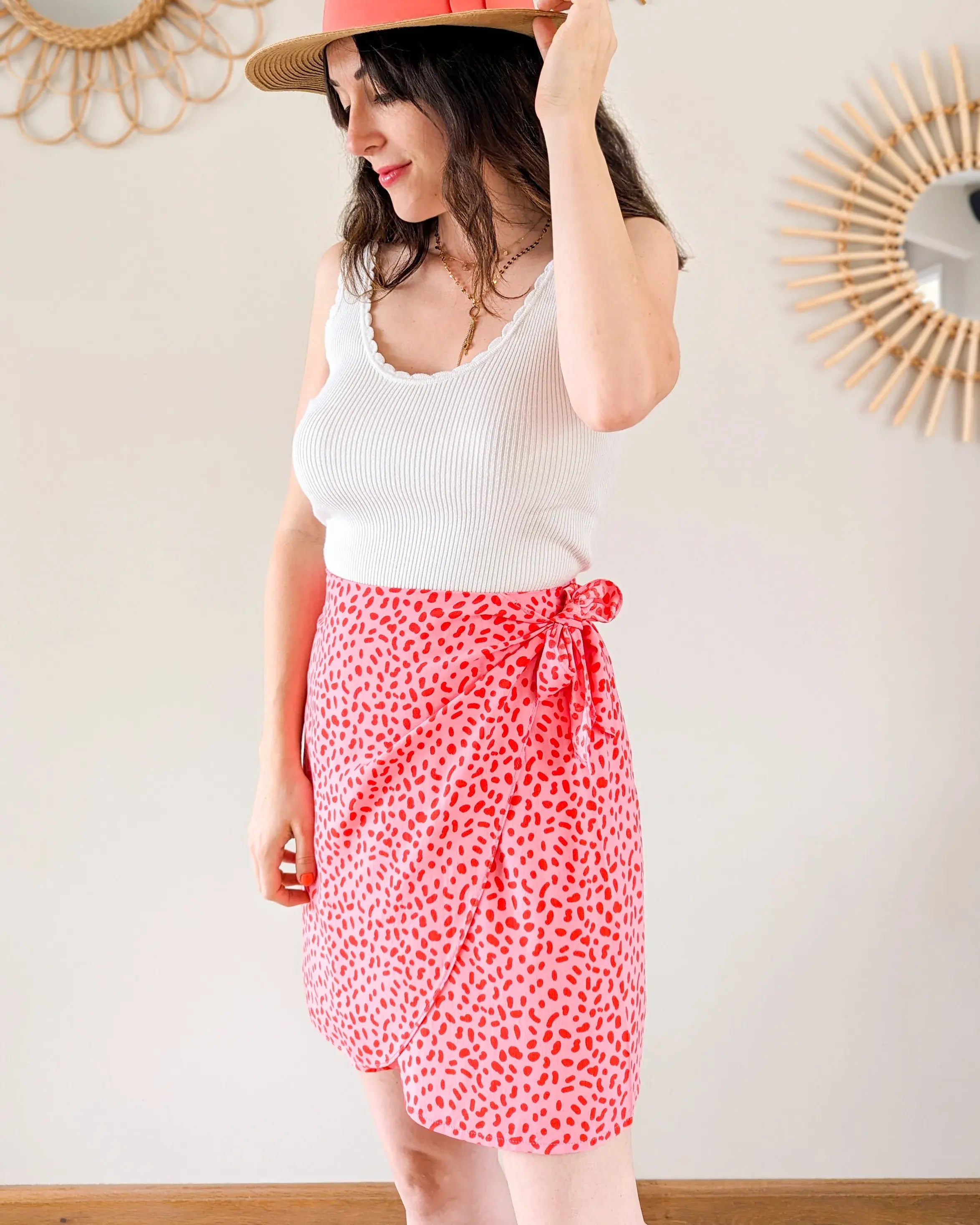 Jupe rose à motifs - Lisette