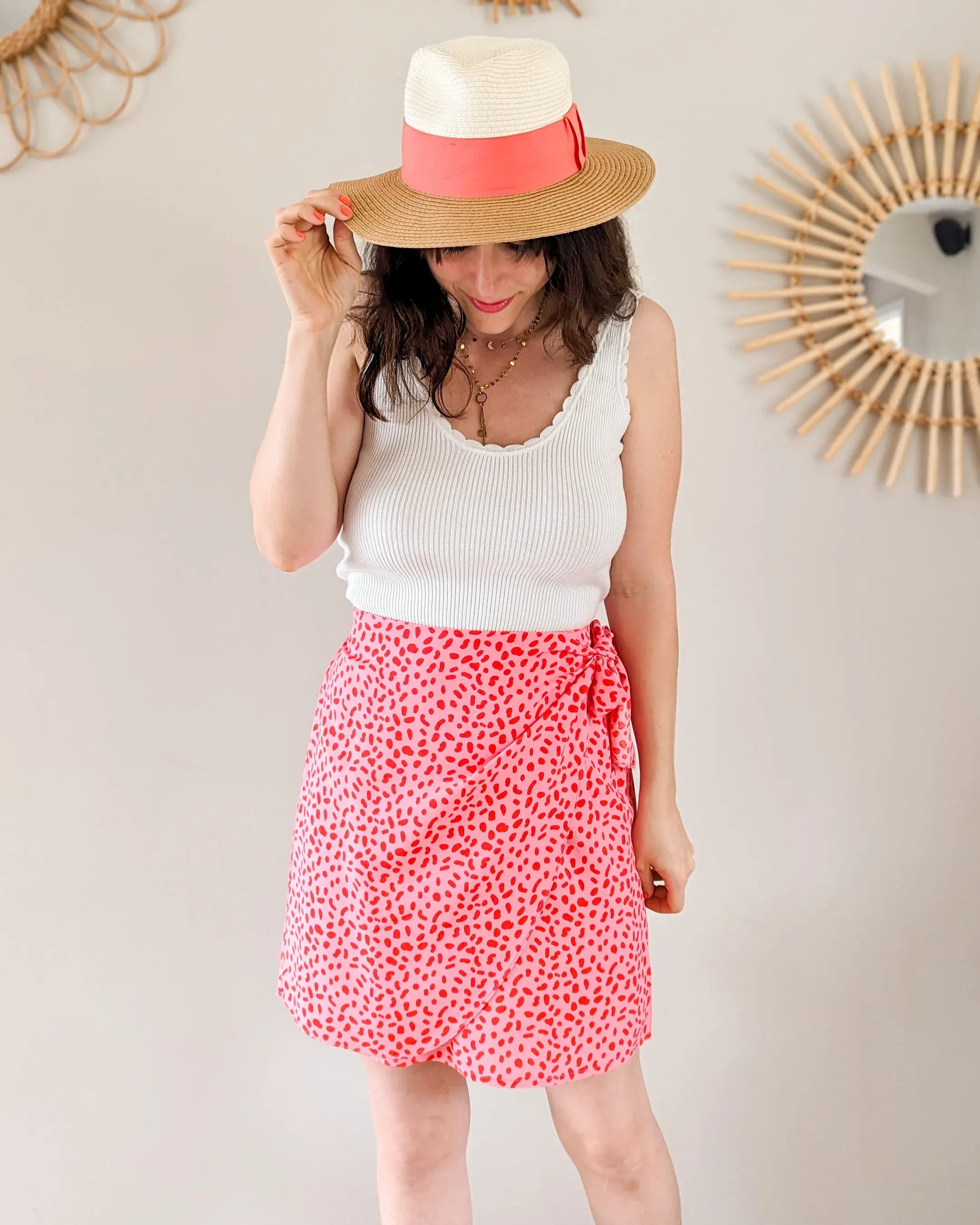 Jupe rose à motifs - Lisette