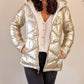 Doudoune réversible imperméable Laura Jo blanche/dorée - Amélia courte