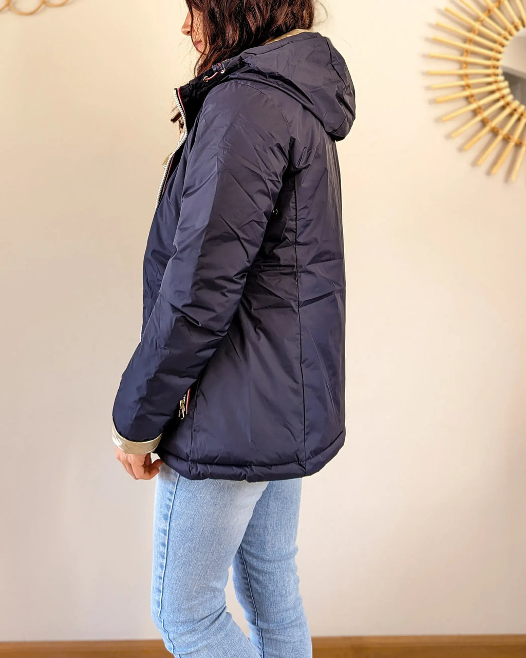 Doudoune réversible imperméable Laura Jo marine/dorée - Amélia courte