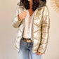 Doudoune réversible imperméable Laura Jo kaki/dorée -Amélia courte