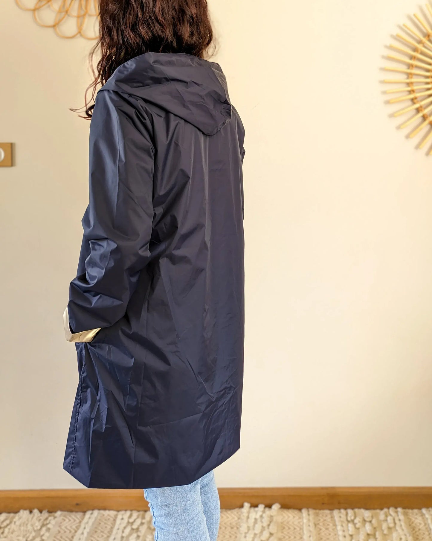 Imperméable réversible Laura Jo marine/dorée - Elena longue