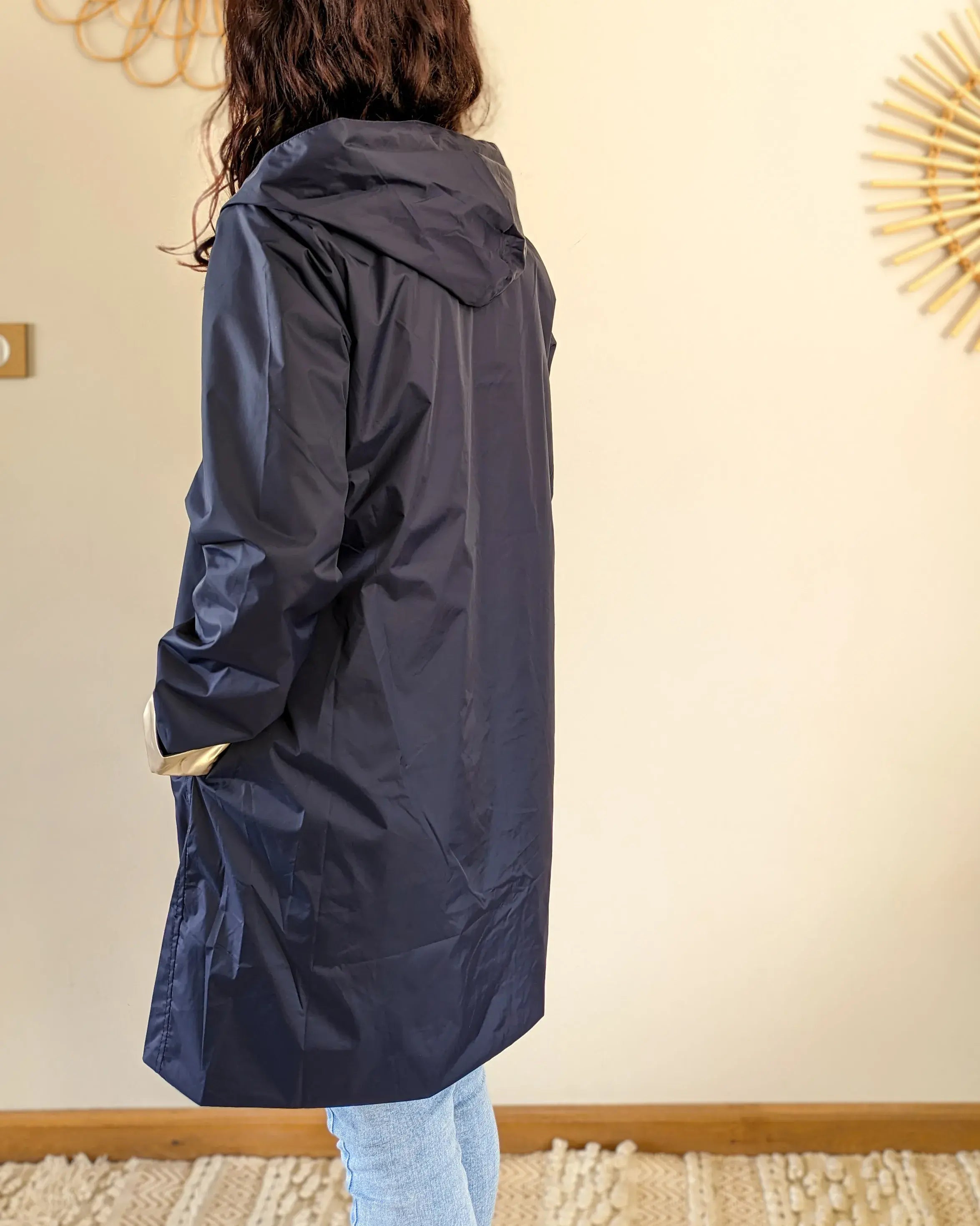 Imperméable réversible Laura Jo marine/dorée - Elena longue - DÉSTOCKAGE taille S