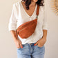 Sac banane en cuir velours - Hunter terracotta