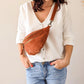 Sac banane en cuir velours - Hunter terracotta