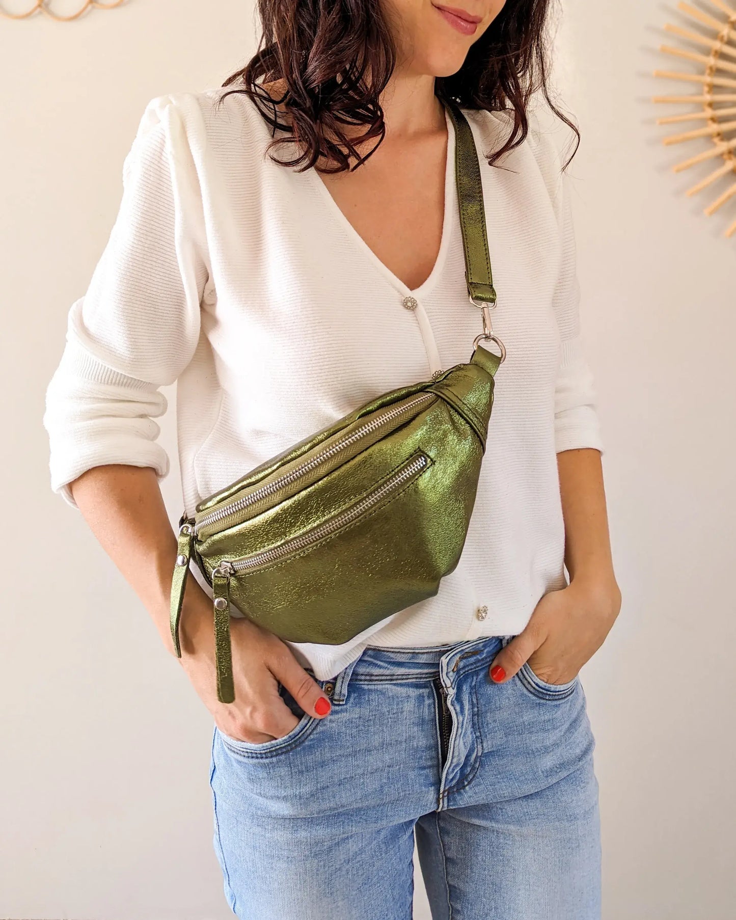 Sac banane en cuir - Chuck kaki