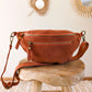 Sac banane en cuir velours - Hunter terracotta