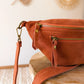 Sac banane en cuir velours - Hunter terracotta